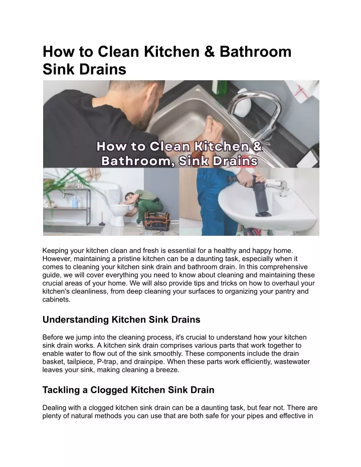how to clean kitchen bathroom sink drains