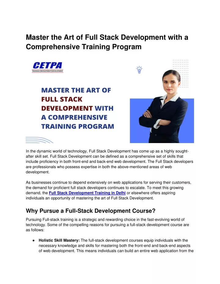 master the art of full stack development with