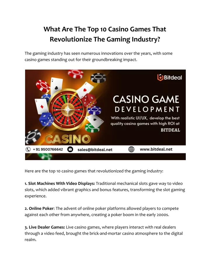 what are the top 10 casino games that