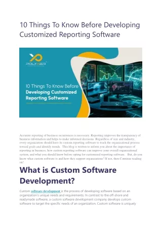 10 Things To Know Before Developing Customized Reporting Software