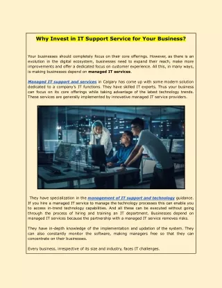 Why Invest in IT Support Service for Your Business?