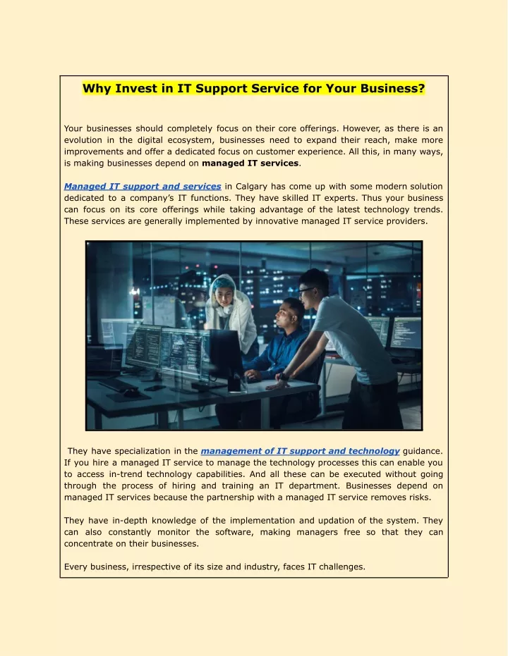 why invest in it support service for your business