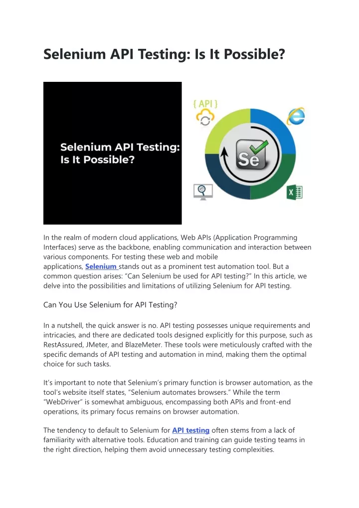 selenium api testing is it possible