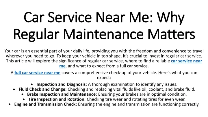 car service near me why regular maintenance matters
