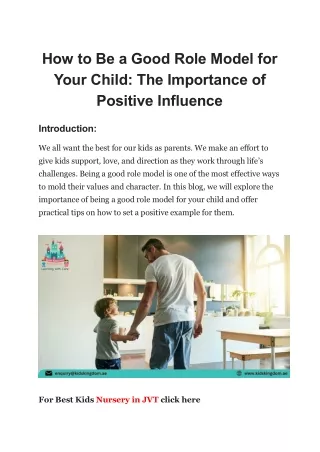 How to Be a Good Role Model for Your Child