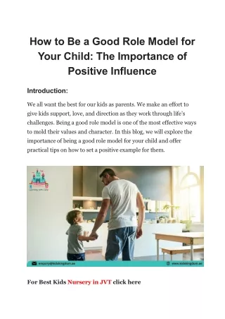 how to be a good role model for your child