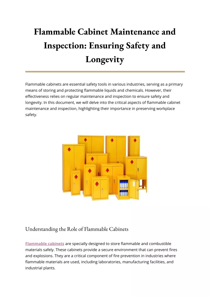 flammable cabinet maintenance and inspection