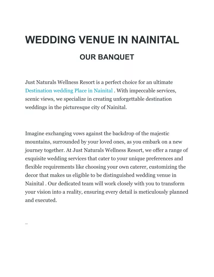 wedding venue in nainital