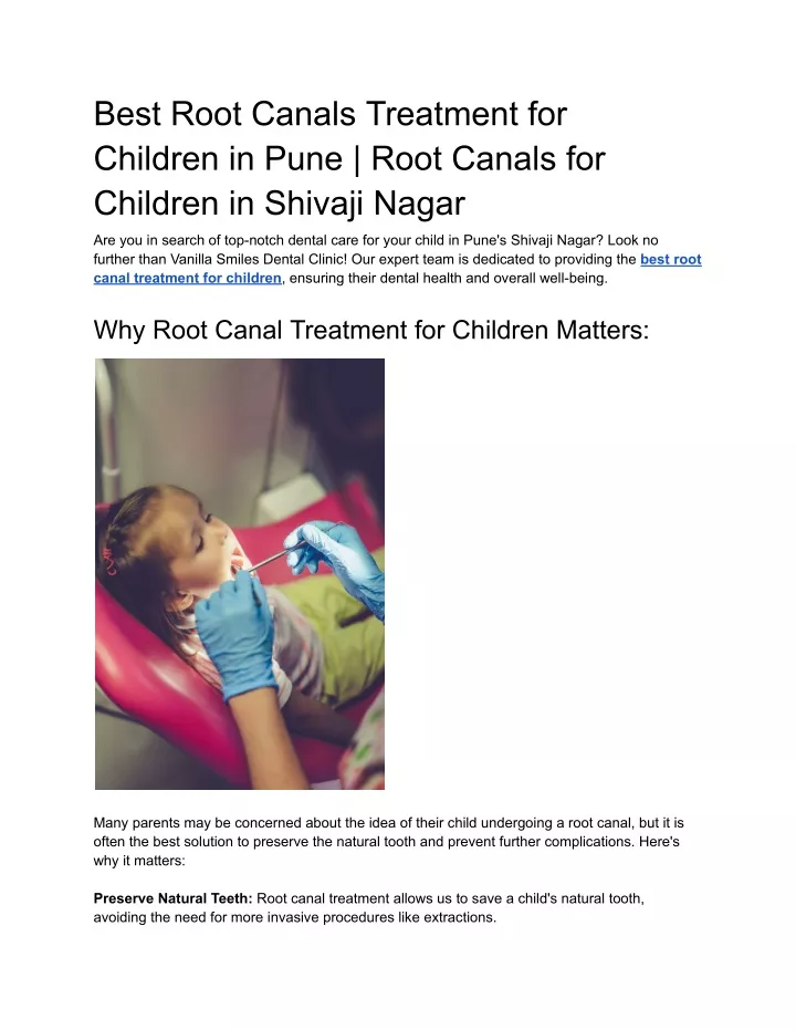 best root canals treatment for children in pune