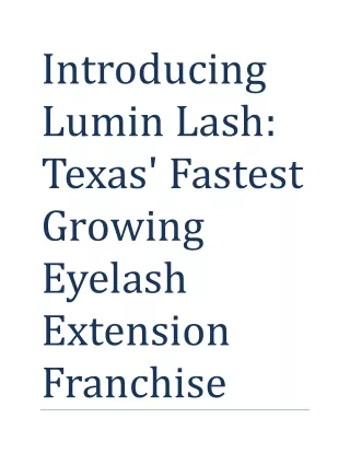 Introducing Lumin Lash - Texas' Fastest Growing Eyelash Extension Franchise