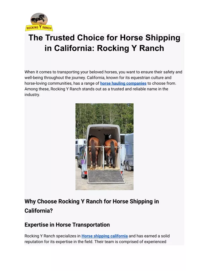 the trusted choice for horse shipping