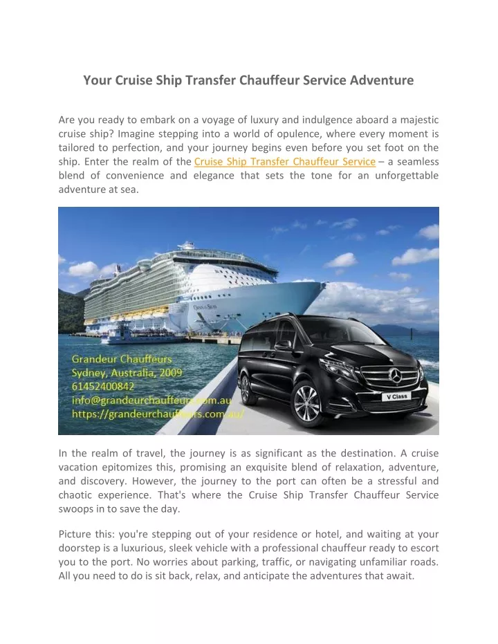 your cruise ship transfer chauffeur service