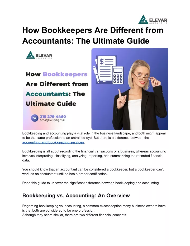 how bookkeepers are different from accountants