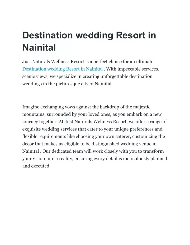 destination wedding resort in nainital