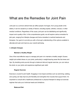 What are the Remedies for Joint Pain