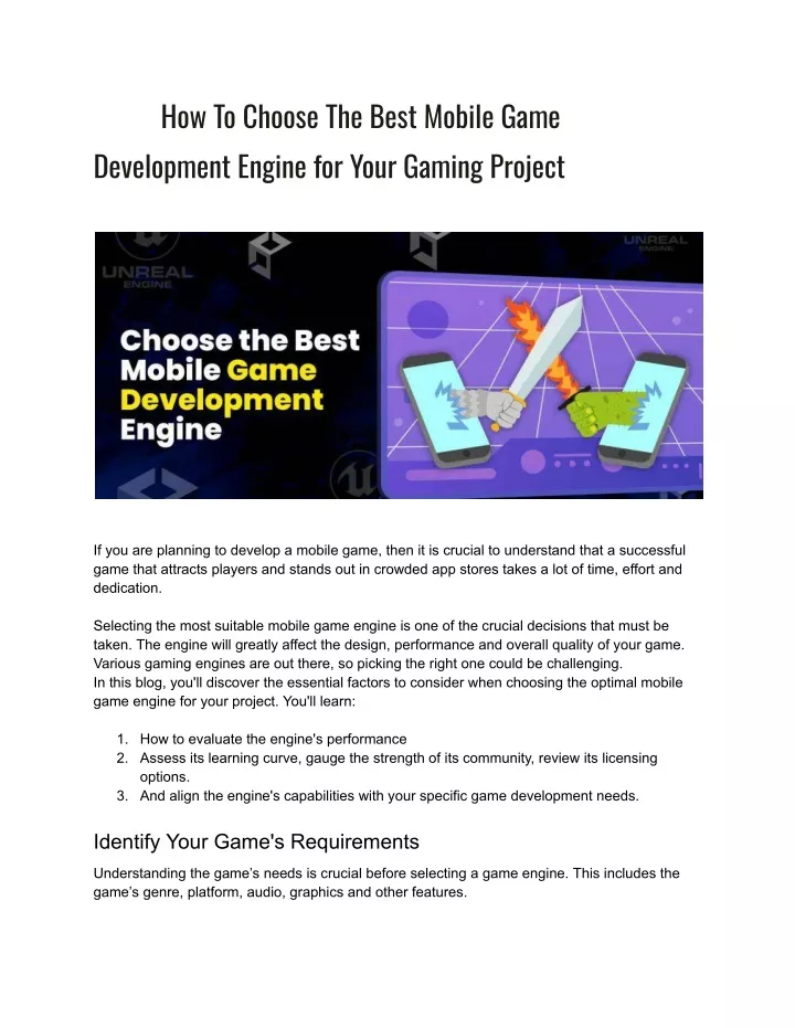 how to choose the best mobile game development