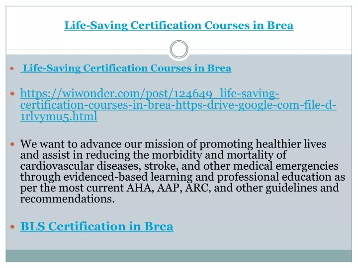 life saving certification courses in brea