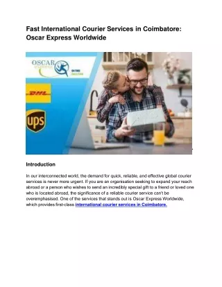 Fast DHL and FedEx Courier Services Coimbatore | Oscar Express Worldwide