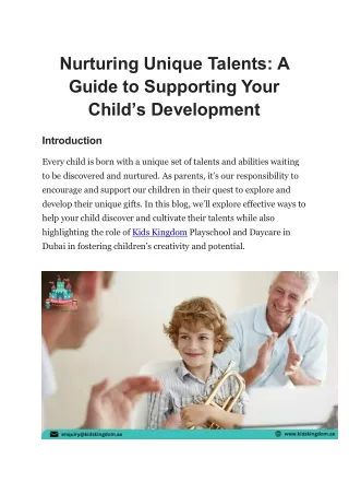 Nurturing Unique Talents How to Support Your Child's Development  Kids Kingdom Playschool