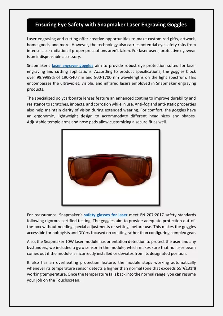 ensuring eye safety with snapmaker laser