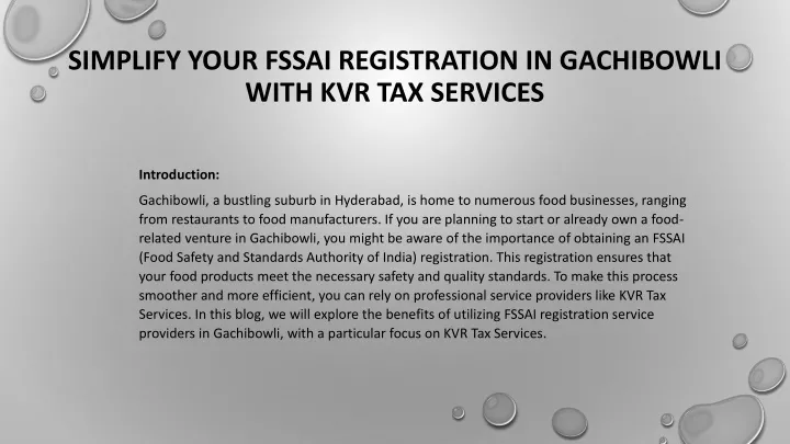simplify your fssai registration in gachibowli with kvr tax services