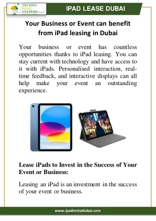 Your Business or Event can benefit from iPad leasing in Dubai