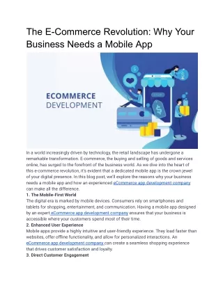 The E-Commerce Revolution: Why Your Business Needs a Mobile App