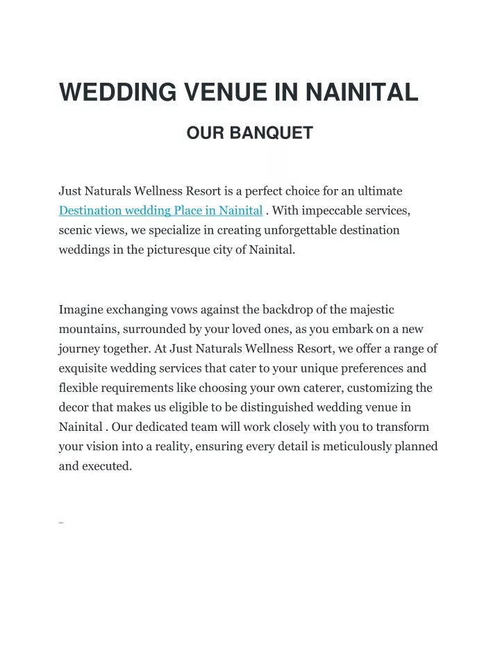 wedding venue in nainital