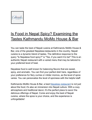 Is Food in Nepal Spicy