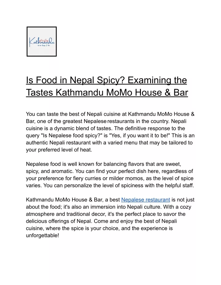 is food in nepal spicy examining the tastes