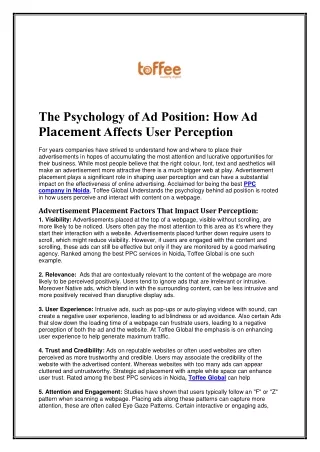 The Psychology of Ad Position: How Ad Placement Affects User Perception