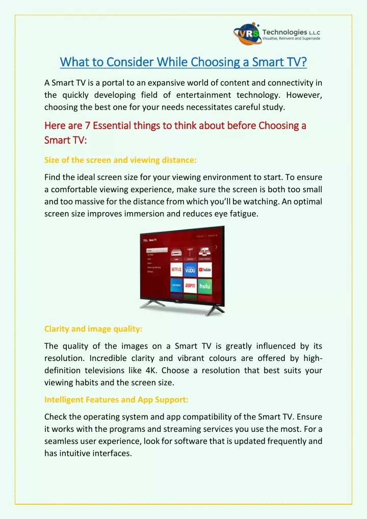 what to consider while choosing a smart tv what