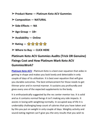 Platinum Keto ACV Gummies Audits Fixings Cost and How Platinum Mark Keto ACV GummiesWork?