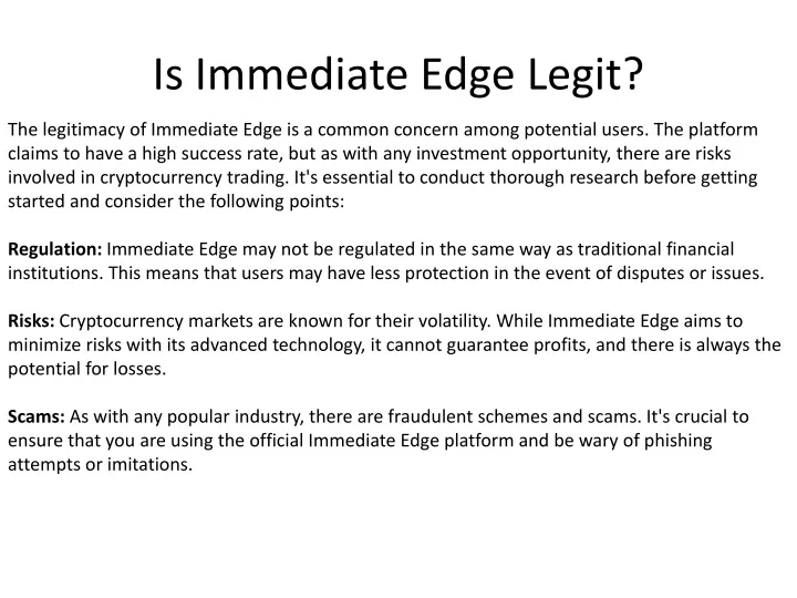 is immediate edge legit