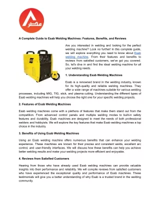 A Complete Guide to Esab Welding Machines_ Features, Benefits, and Reviews