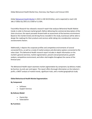 global behavioral health market size overview