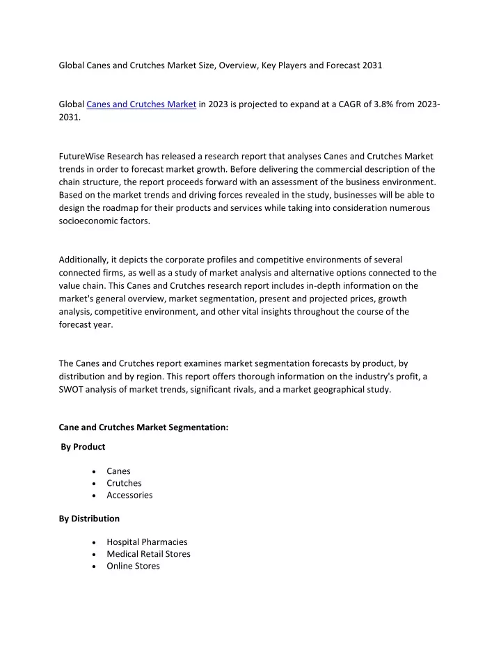 global canes and crutches market size overview