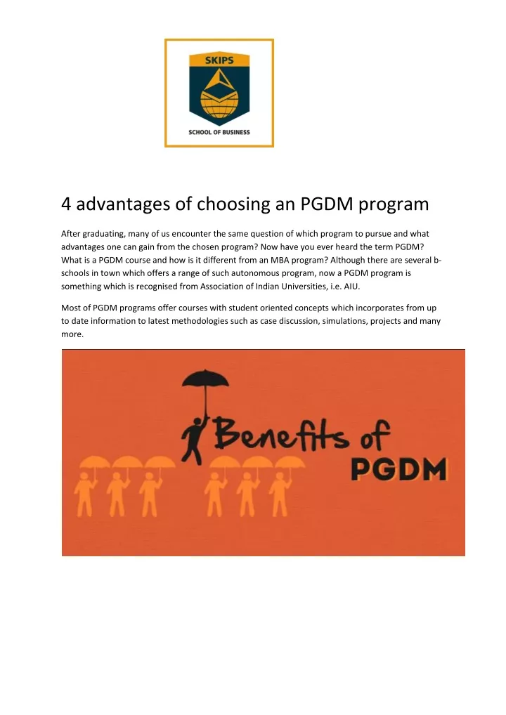 4 advantages of choosing an pgdm program