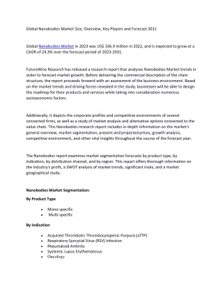 global nanobodies market size overview