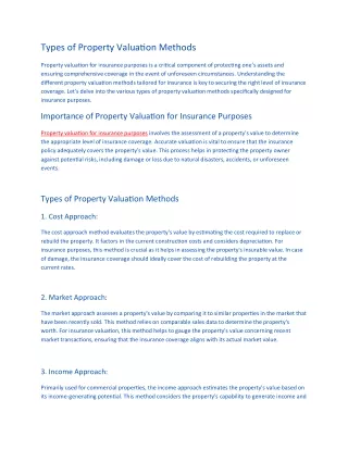 Types of Property Valuation Methods