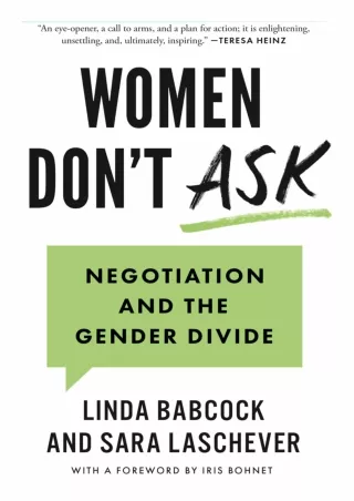 PDF/READ/DOWNLOAD  Women Don't Ask: Negotiation and the Gender Divide