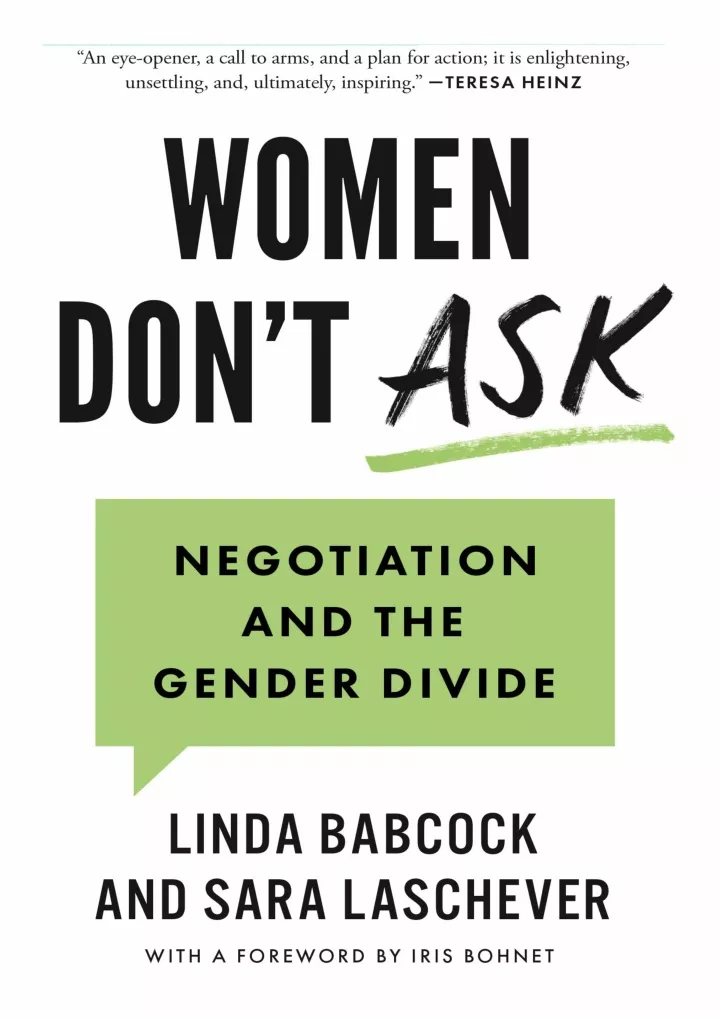 pdf read download women don t ask negotiation