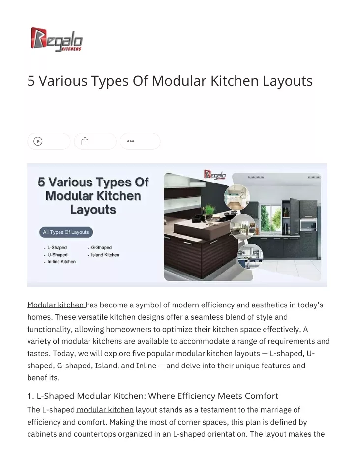 5 various types of modular kitchen layouts