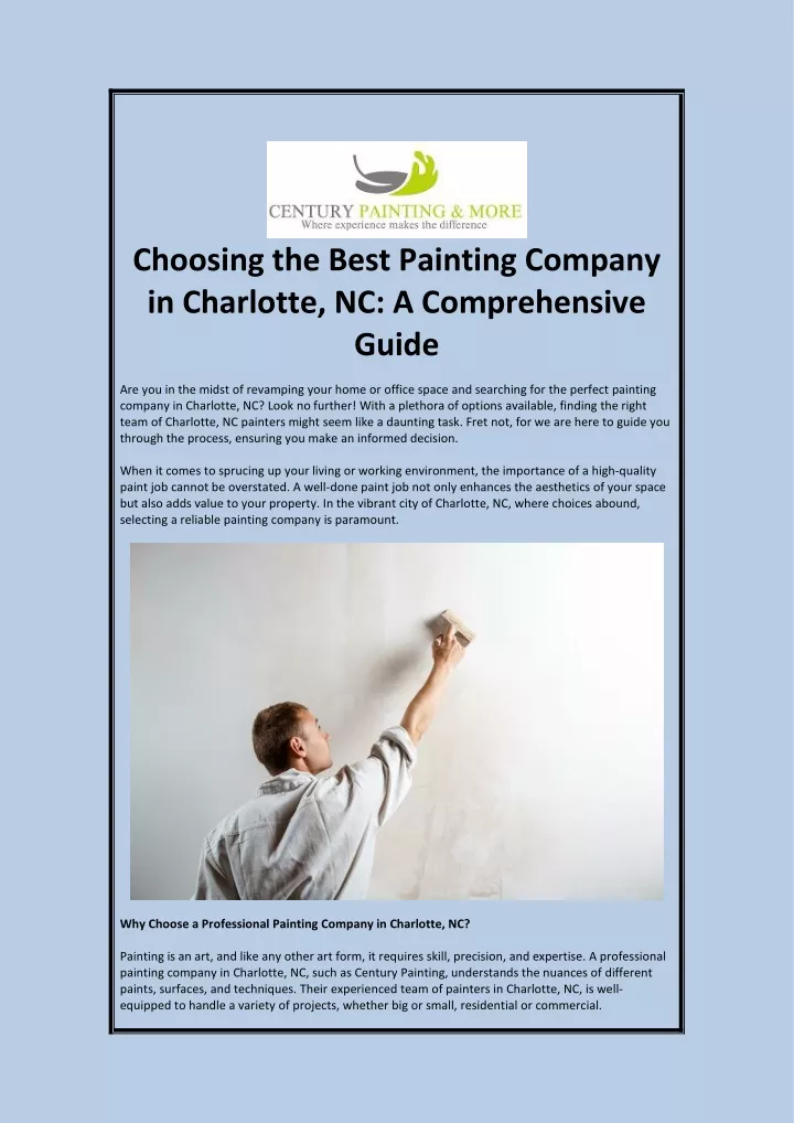 choosing the best painting company in charlotte