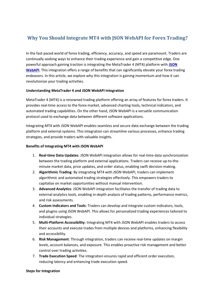 why you should integrate mt4 with json webapi