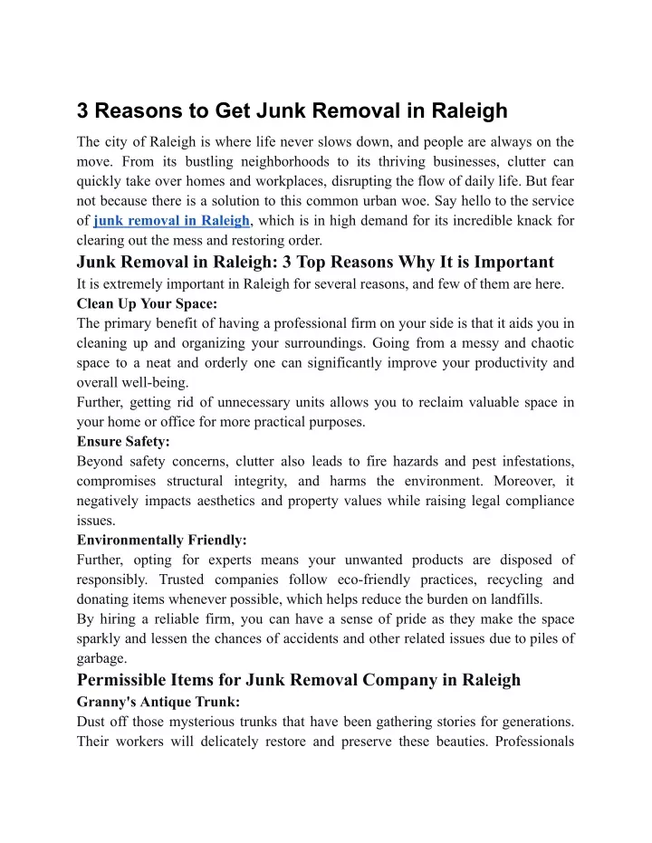 3 reasons to get junk removal in raleigh