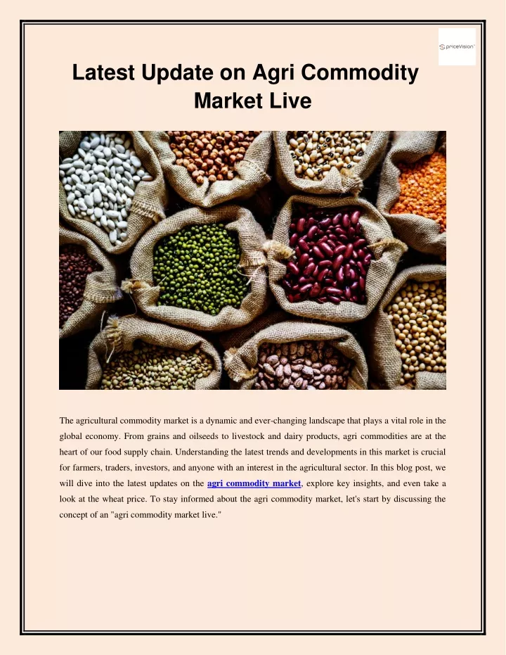 latest update on agri commodity market live