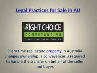 Legal Practices for Sale in AU PPT