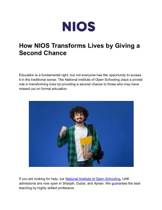 How NIOS Transforms Lives by Giving a Second Chance