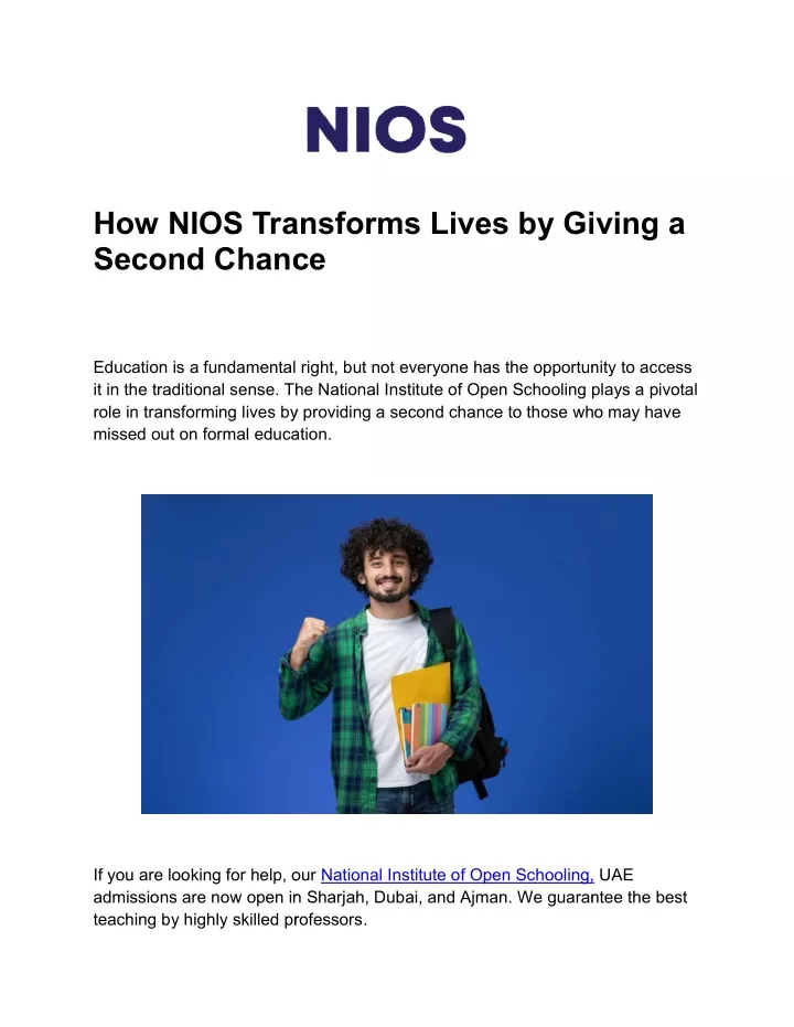 how nios transforms lives by giving a second